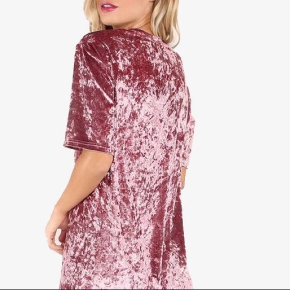 Beautiful Mauve crushed velvet shift mini dress XS - Picture 4 of 8